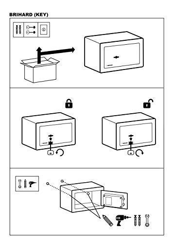 Brihard Family Caja fuerte con Cerradura de Calidad, 25x35x25cm (HxWxD), Gris Titanio