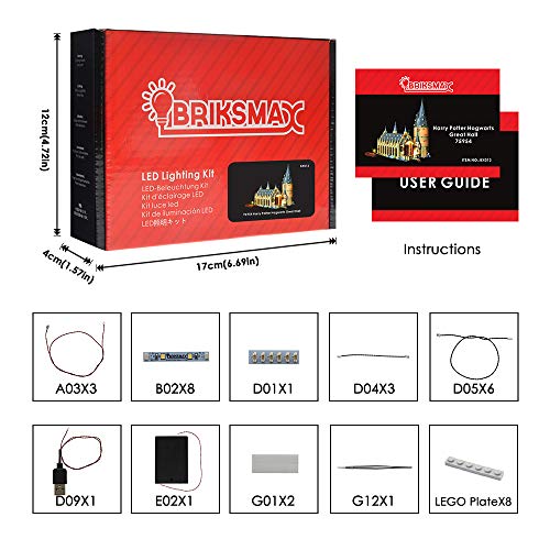 BRIKSMAX Kit de Iluminación Led para Harry Potter-Gran Comedor de Hogwarts-Compatible con Ladrillos de Construcción Lego Modelo 75954-Juego de Legos no Incluido