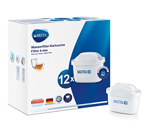 BRITA MAXTRA+ – Pack 12 filtros para el agua,Cartuchos filtrantes compatibles con jarras BRITA que reducen la cal y el cloro