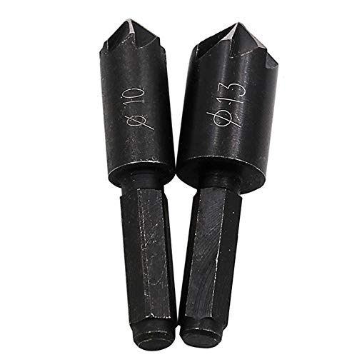 Brocas Brocas Carpintero S Rectificado 7 Flauta Fregadero Broca 2Pcs Ángulo De Punta Chaflán Cortador De Chaflán 1/4 Vástago Redondo Para Herramienta Eléctrica