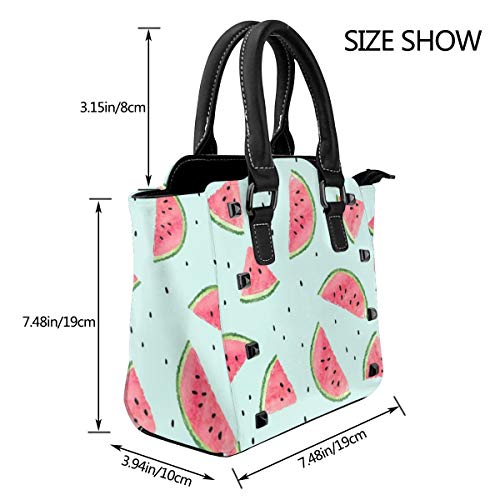 BROWCIN Jugosa Acuarela Melón Sandía Patrón Verano Comida Bebida Fruta Azul Rebanada Baya Color Postre Desmontable Moda Tendencia Bolso de las señoras Bolso de hombro