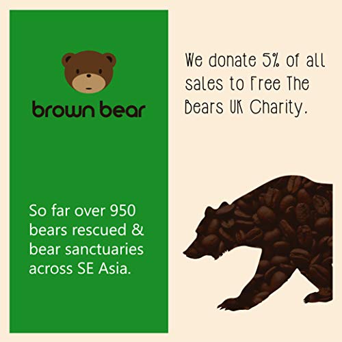 Brown Bear Cool Brazil, Descafeinado Proceso Swiss Water Decaf, Café En Grano Decaffeinated Roast Coffee Beans, 1 kg, 5% de las ventas fue donado a Free the Bears Charity