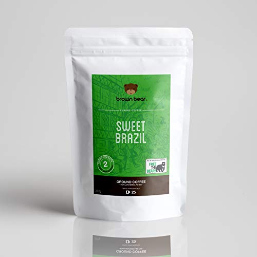 Brown Bear Sweet Brazil, Café En Grano, Café Tostado Medio Suave 227 g Light Medium Roast Coffee Beans, 5% de las ventas fue donado a Free the Bears Charity