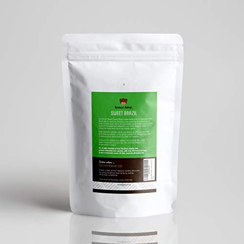 Brown Bear Sweet Brazil, Café En Grano, Café Tostado Medio Suave 227 g Light Medium Roast Coffee Beans, 5% de las ventas fue donado a Free the Bears Charity