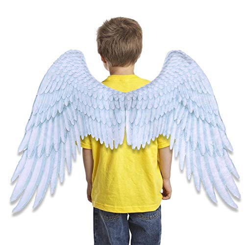 Brownrolly Alas de ángel para niños Disfraz Juguetes de Plumas Halloween para niño Niño Niña Decoración Negro Blanco Cosplay Disfraz Alas de Plumas