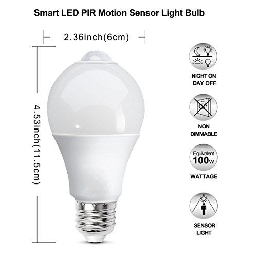 BRTLX Bombillas LED E27 Con Sensor de Movimiento 13 W Auto On/Off PIR Infrarrojo Detección Blanco Cálido 3000K Pack de 2 Unidades