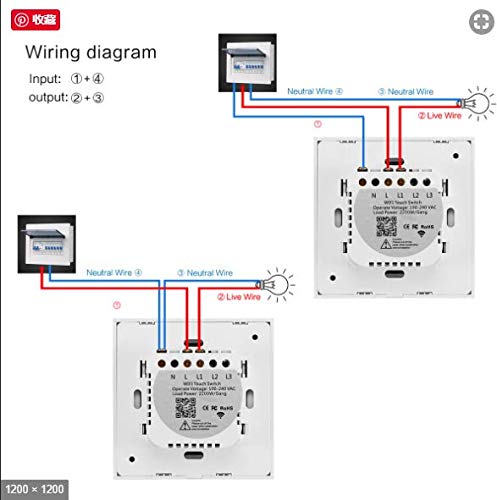 BSEED Interruptores de luz de pared Smart WiFi Touch Sensor (se necesita alimentación neutra) Panel de vidrio compatible Alexa/Tuya/IFTT 3 Gang 1 Via Negro