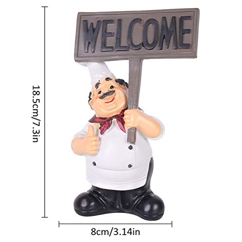 Bsopem - Figuras de cocinero nórdico italiano para decoración de cocina, figuras de bienvenida de polirresina, con placa de bienvenida (7,3-19,05 cm), A 7.5in