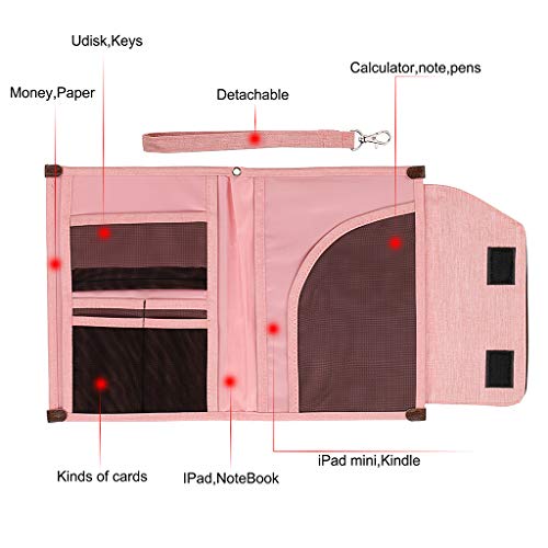 BSTKEY - Bolsa de documentos multifunción A5, organizador de archivos, maletín, bolsa de transporte para notebook, estuche de viaje para oficina, conferencias, negocios, rosa claro