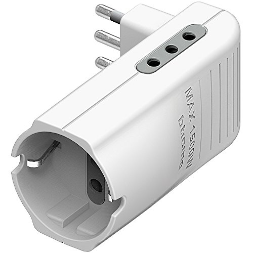 bticino S3615DE Adaptador de Enchufe eléctrico Blanco - Adaptador para Enchufe (250 V, 10 A, Blanco, Male Connector/Female Connector)