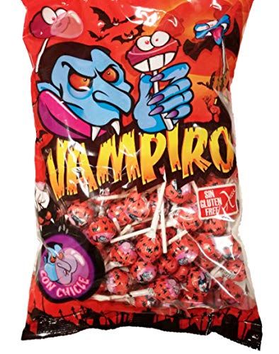 Bubble Vampiro Cereza - Caramelo con palo relleno chicle - Sabor cereza - 150 unidades