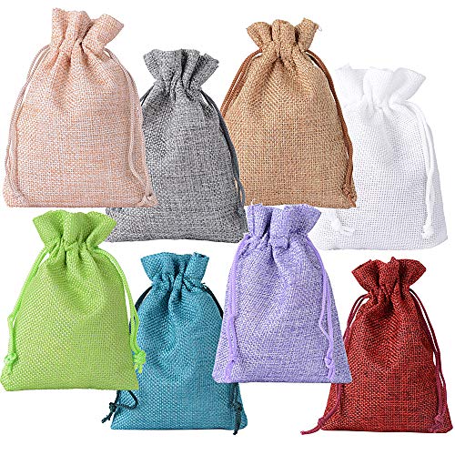 BUONDAC 24pcs Bolsas Bolsitas Tela Saquitos Arroz Regalo Joyas Caramelo Dulces Recuerdo Favores Detalles Boda Fiesta Bautizo con Cordón (8 Colores)