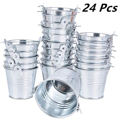 BUONDAC 24pcs Mini Cubos Metal 5,5 x 5,2 x 4cm Dulces Caramelos Decoración Mesas Candy Bar Detalles Regalos Invitados de Boda Fiesta Bautizo Cumpleaños (Plateado)