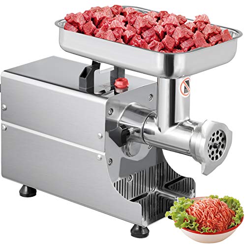 BuoQua Maquina de Picar Carne Eléctrica de Acero Inoxidable 304, Picadora de Carne con Motor de 370 Vatios, Picadora de Carne con Embutidora de Salchichas con 2 Arandelas (6 + 8 mm), 80 kg por Hora