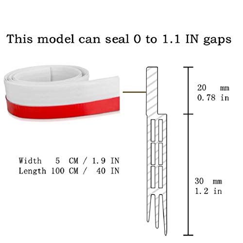 Burlete puerta, SXYHKJ 100 x 5cm burlete bajo puerta burlete autoadhesivo de goma de Silicona, Anti-polvo/anti-ruido/anti-bug de sellado a prueba (blanco)