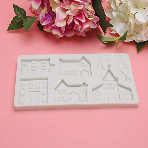 BYARSS Molde de Silicona para Arcilla, Bricolaje, casa de Castillo, árbol de Navidad, Molde de Silicona para Pastel, Chocolate, Molde Decorativo para Arcilla, Suministros de Cocina(Gris)