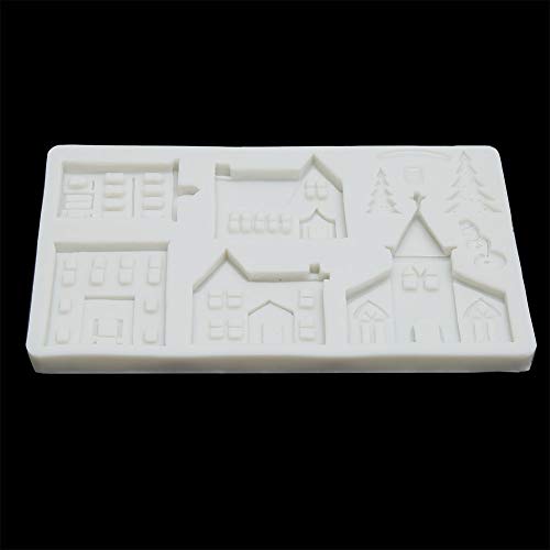 BYARSS Molde de Silicona para Arcilla, Bricolaje, casa de Castillo, árbol de Navidad, Molde de Silicona para Pastel, Chocolate, Molde Decorativo para Arcilla, Suministros de Cocina(Gris)