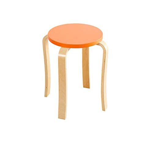 BYCSD Taburete Apilable De Madera Maciza  Sin Respaldo Round Top Cocina Hogar, Jardin Y Living (Color : Orange)