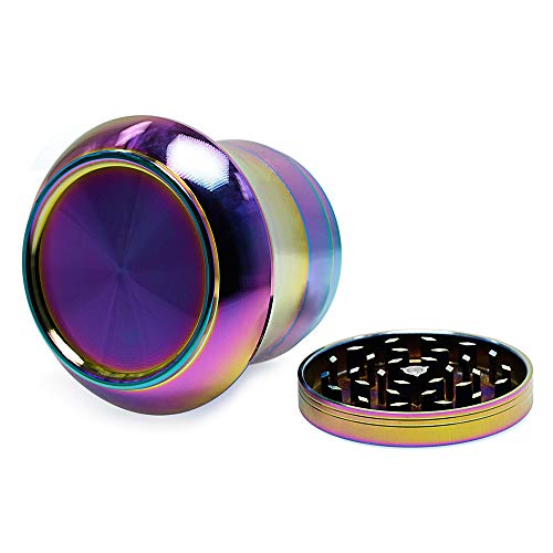 BYEON Colorido 4 Pedazos del Metal de aleación de Zinc Tabaco Molinillo de Especias Grinder Grinder-Arco Iris de Metal (60mm / 2.36inch)