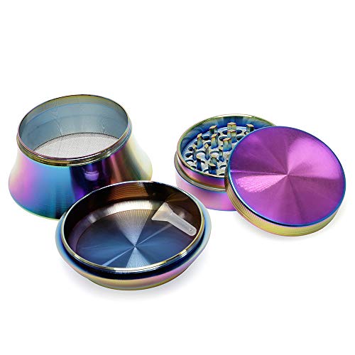 BYEON Colorido 4 Pedazos del Metal de aleación de Zinc Tabaco Molinillo de Especias Grinder Grinder-Arco Iris de Metal (60mm / 2.36inch)