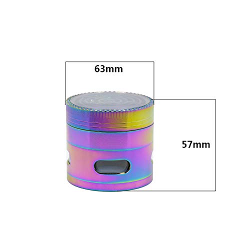 BYEON Colorido 4 Pedazos del Metal de aleación de Zinc Tabaco Molinillo de Especias Grinder Grinder-Arco Iris de Metal (63 mm de diámetro) (63mm / 2.48inch)