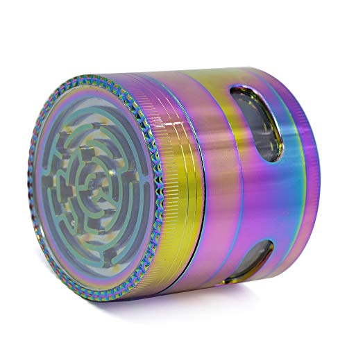 BYEON Colorido 4 Pedazos del Metal de aleación de Zinc Tabaco Molinillo de Especias Grinder Grinder-Arco Iris de Metal (63 mm de diámetro) (63mm / 2.48inch)