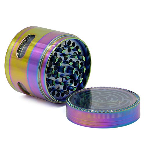 BYEON Colorido 4 Pedazos del Metal de aleación de Zinc Tabaco Molinillo de Especias Grinder Grinder-Arco Iris de Metal (63 mm de diámetro) (63mm / 2.48inch)