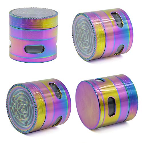 BYEON Colorido 4 Pedazos del Metal de aleación de Zinc Tabaco Molinillo de Especias Grinder Grinder-Arco Iris de Metal (63 mm de diámetro) (63mm / 2.48inch)