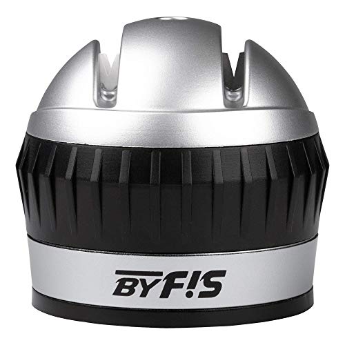 BYFIS Afilador de Cuchillos Profesional con Base Antideslizante para Cocina. Amoladora Manual Doble de Acero de tungsteno y Varilla de cerámica. Afilador de Herramientas de Cocina con Ventosa