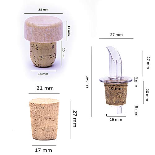 Byoeko Tapones de Corcho Surtidos para Botellas de Vino, aceites, Bebidas o líquidos. 12 unid.