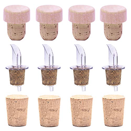 Byoeko Tapones de Corcho Surtidos para Botellas de Vino, aceites, Bebidas o líquidos. 12 unid.