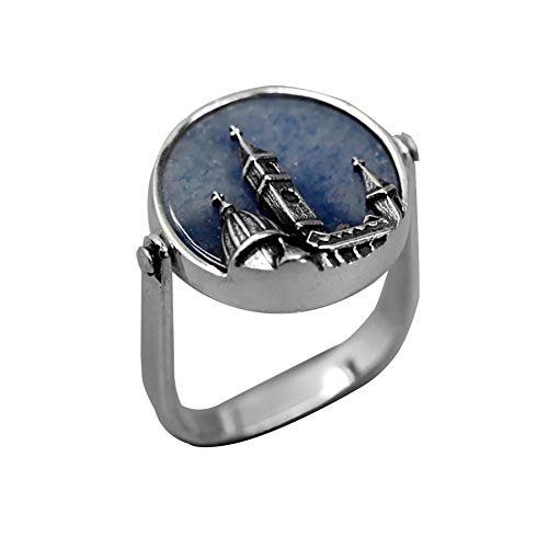 C- 925 Plata esterlina Azul Catedral de Florencia Anillos Cruzados para Mujer joyería de Moda,0.5N