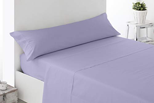 Cabetex Home - Juego de sábanas Lisas - 3 Piezas - Microfibra Transpirable - Mod. Unicolors (Lila, 90_x_190/200 cm)
