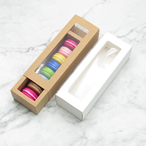 Cabilock 10 Piezas Cajas de Macarrón Portadores de Pastel Envases de Postre Caja de Embalaje Transparente con Ventana para Galletas de Donut Muffin