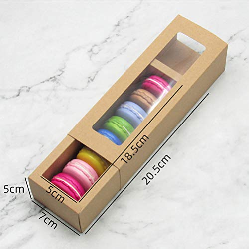 Cabilock 10 Piezas Cajas de Macarrón Portadores de Pastel Envases de Postre Caja de Embalaje Transparente con Ventana para Galletas de Donut Muffin