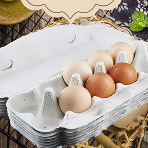 Cabilock 10 Piezas de Bandejas de Cartón de Huevos a Prueba de Sacudidas Docena de Huevos Portavasos Caja de Almacenamiento con Tapa para Hogar Centro Comercial Tienda Cocina (Blanco)