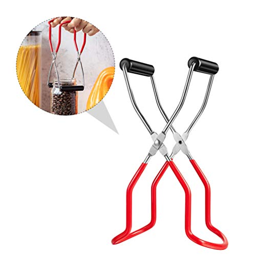 Cabilock Pinzas Elevadoras para Tarros de Conservas de Acero Inoxidable con Mango de Goma Clip Antideslizante para Tarros Elevador de Tarros de Boca Ancha para Cocina Restaurante