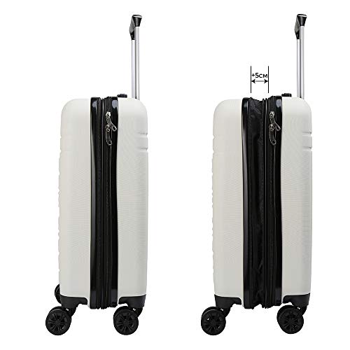 Cabin Max Velocity - Maleta para Equipaje de Cabina Ligera | Trolley de ABS con Ruedas de 55 x 40 x 20 cm Extensible a 55 x 40 x 25 cm Aprobado para Vuelo en Ryanair, EasyJet, BA (Blanco Polar)