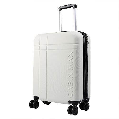 Cabin Max Velocity - Maleta para Equipaje de Cabina Ligera | Trolley de ABS con Ruedas de 55 x 40 x 20 cm Extensible a 55 x 40 x 25 cm Aprobado para Vuelo en Ryanair, EasyJet, BA (Blanco Polar)