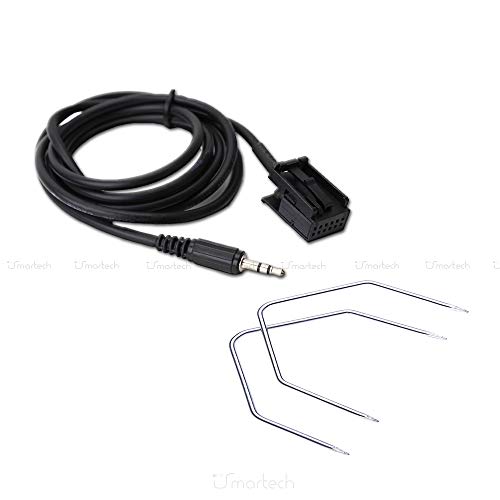 Cable auxiliar de audio universal con entrada jack macho de 3,5 mm, adaptador compatible con radio de coche Opel CD30 CDC40 Opera CD70 Navi Dvd 90 Navi Mp3 Music + kit de llaves de extracción de radio