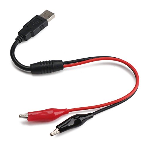 Cable USB hembra de 5 V para prueba de cocodrilo con pinzas de cocodrilo y clips, cable de prueba, cable adaptador de alimentación, multímetro, cable de prueba, cable para voltímetro