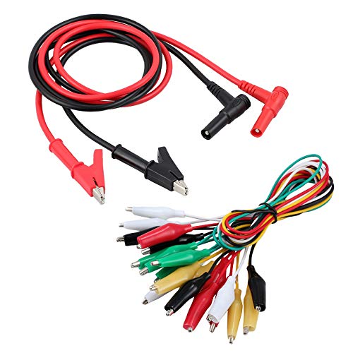 Cables de Prueba Puntas Sonda Conector Banana a Pinzas Cocodrilo 15 A 1000V con 5 Pares Cables de Pinza Cocodrilo en 5 Colores 1A 30V Accesorios para Polimetro Multimetro Reparación