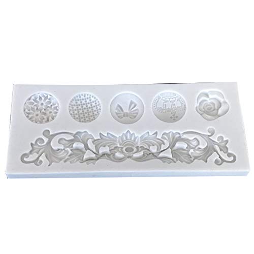 CADANIA Moldes de Silicona para Pasteles, 3 Piezas, moldes de Encaje con Borde de Desplazamiento Barroco, moldes de Silicona para Hornear Pasteles DIY