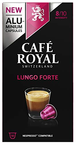 Café Royal Lungo Forte 100 Capsules en Aluminium Compatibles avec le Système Nespresso (R)*; Intensité: 8/10; (Lot de 10X10)