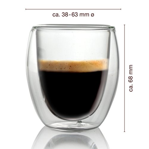 Caffé Italia Roma 2 x Juego de Vasos para Espresso 60 ml - Vasos Térmicos - para Bebidas frías, Calientes, té y Latte Macchiato - Aptos para lavavajillas