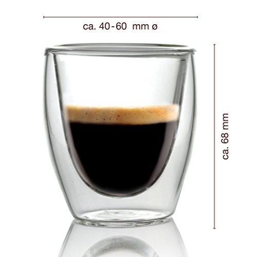 Caffé Italia Torino 4 x Juego de Vasos para Espresso 60 ml - Vasos Térmicos - para Bebidas frías, Calientes, té y Latte Macchiato - Aptos para lavavajillas