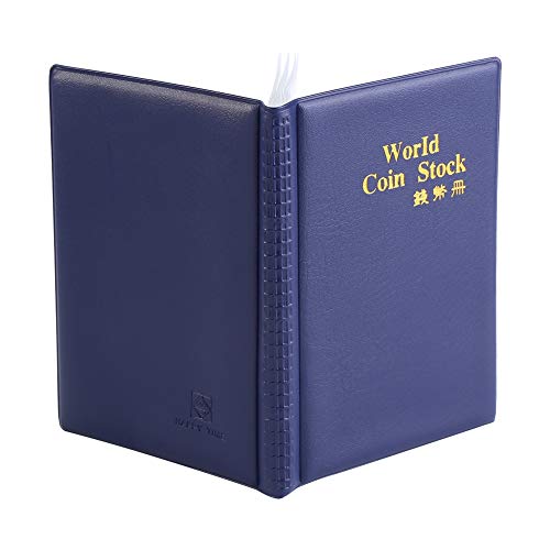 Cafopgrill Álbumes de Monedas Libros 10 Page 120 Clutches World Coin Album Colección de titulares de Monedas para el Almacenamiento Monedero de Bolsillos de centavo (Azul)