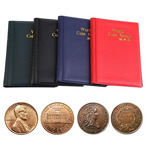 Cafopgrill Álbumes de Monedas Libros 10 Page 120 Clutches World Coin Album Colección de titulares de Monedas para el Almacenamiento Monedero de Bolsillos de centavo (Azul)