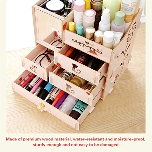 Caja de almacenamiento caja de almacenamiento espejo de aumento de gran capacidad de ensamblaje de madera de varios cajón de caja de almacenamiento caja de la joyería Cosmetic jewelry storage box