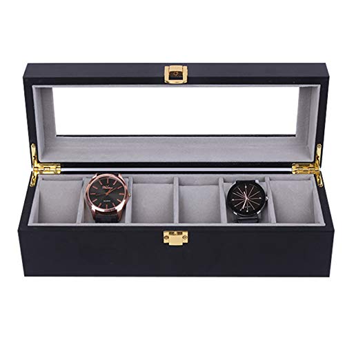 Caja De Almacenamiento De Reloj De Madera De 6 Ranuras, Vitrina De Joyería, Regalos De Cumpleaños para Hombres Y Mujeres